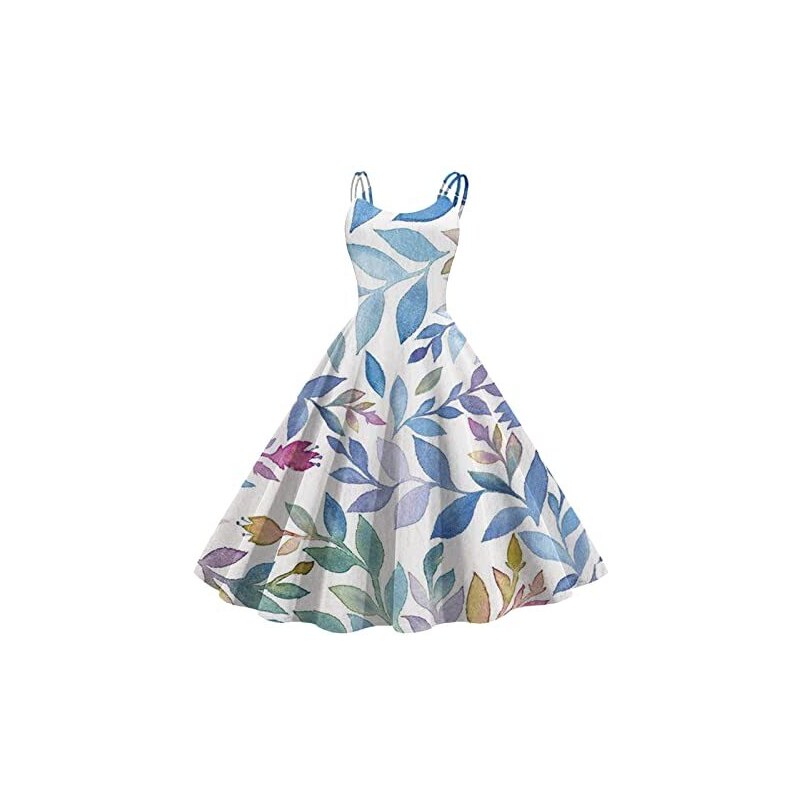 HERSIL Abito Casual Vintage Da Cocktail Da Donna A Maniche Corte Lunghezza Al Ginocchio Linea Retro A Svasata Swing Formale Balli Di Fine Anno Abito Estivo In Lino Blu Scuro S 121303172
