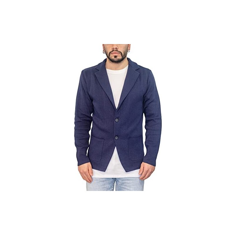 Giacca uomo blu scuro elegante casual blazer cotone 100% made in Italy