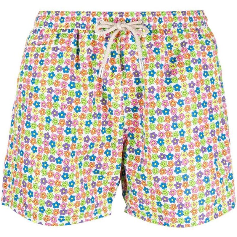 MC2 Saint Barth Costume da bagno a fiori con coulisse Bianco