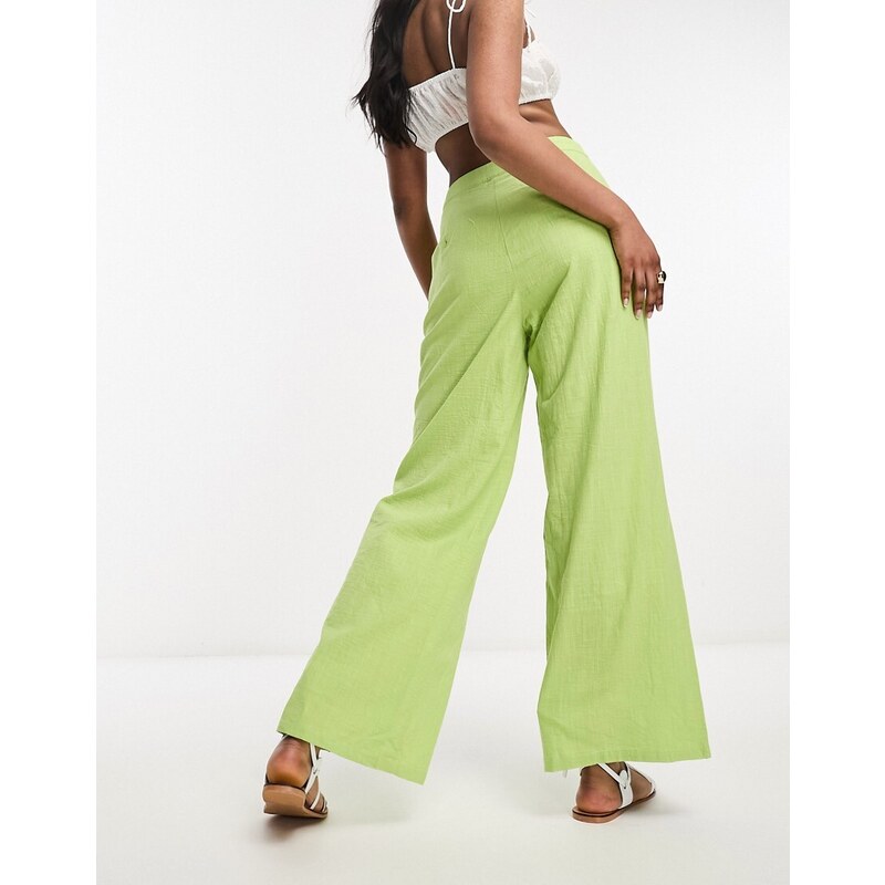 Lola May - Pantaloni a fondo ampio verdi in coordinato-Verde
