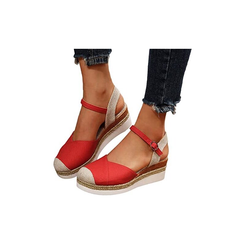 Kobilee Sandali Donna Con Zeppa Alto Lacci Casual Ciabatte Plateau Basso Espadrillas Sandali