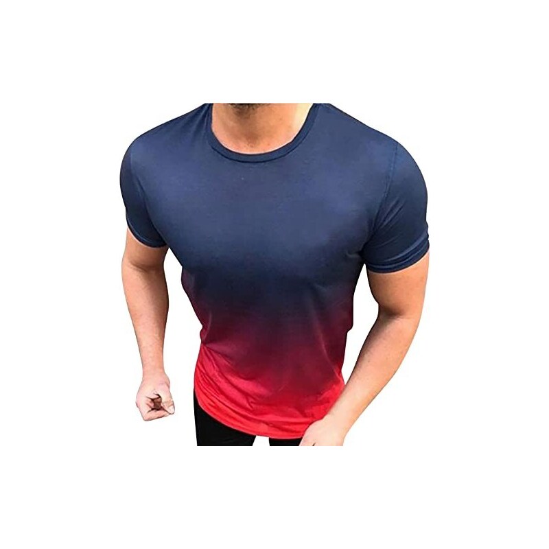 Fashion Men's Slim Fit Shirts Short Sleeve Casual Gol T-Shirt Mulscle Tops Tee E