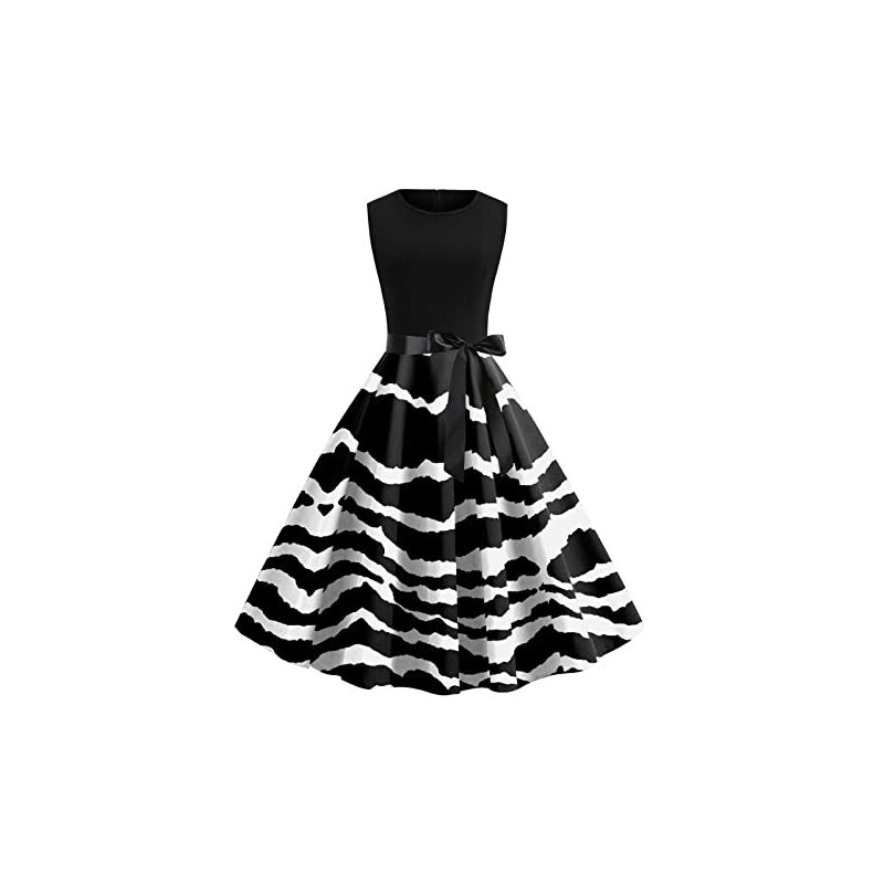 OBEEII Vestiti Anni 50 Donna Vintage Abiti Da Cocktail Vestito Estivo Retrò Senza Maniche Abito - Foto 2