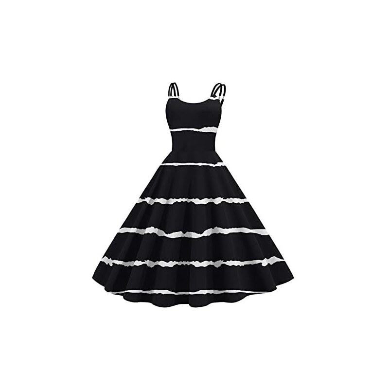 Yowablo Vestiti Donna Lunghi Estivi Gli Abiti da Cocktail Vestiti Anni 30 Abito da Cocktail Donna (L,Nero #3)