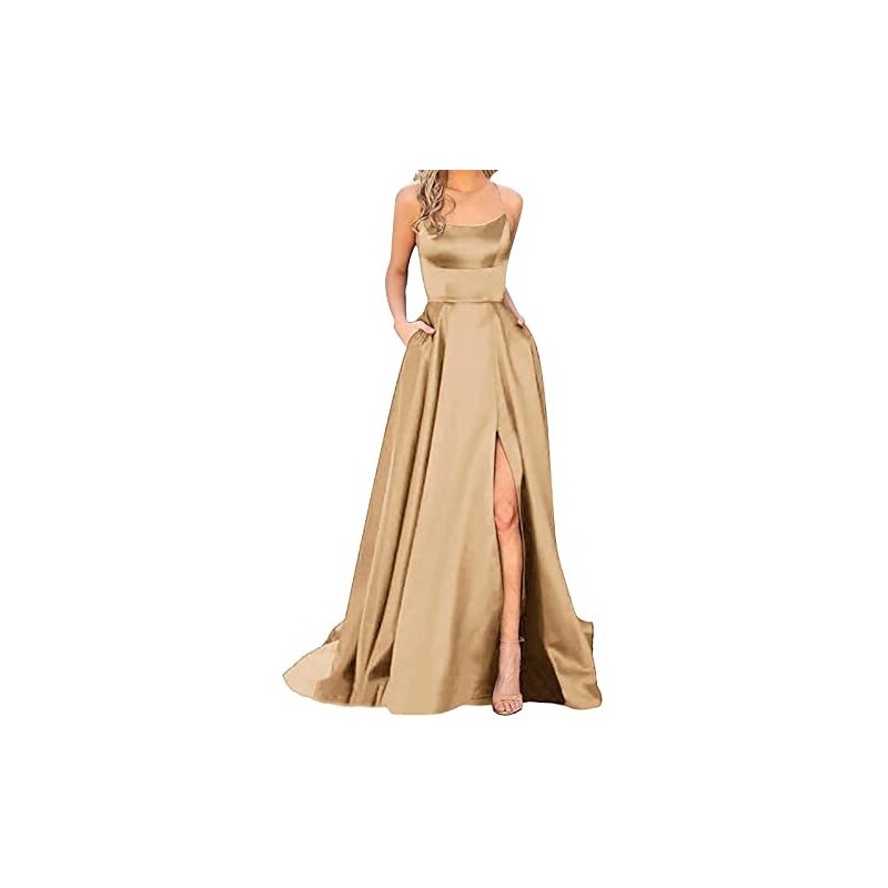 Robe Longue Fendue à Nouer Au Cou - Crêpe De Viscose - Noir, Mûre, Rouge - Neuf