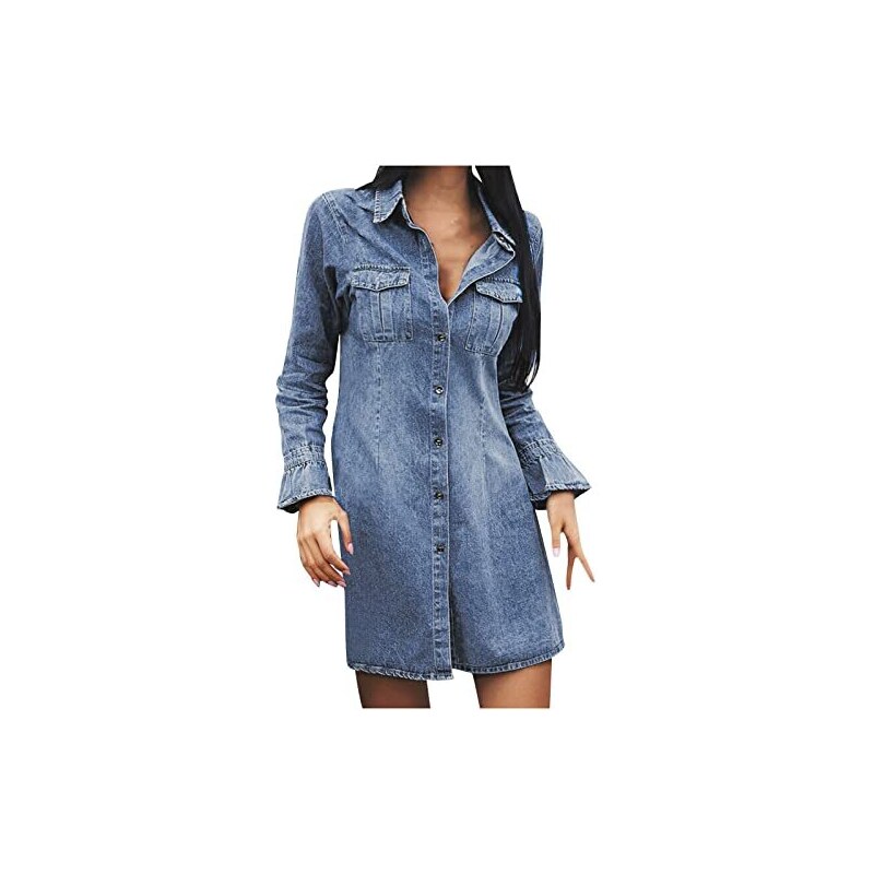 Giacca Jeans Donna Azzurra, Maniche Lunghe, Collo Revers, Leggera, Perfetta Per Primavera E Autunno - 4