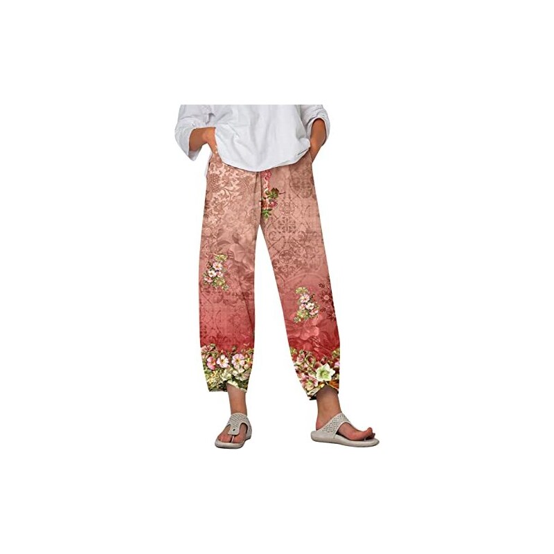 Pantaloni estivi da donna, leggeri, in mussola, vestibilità larga