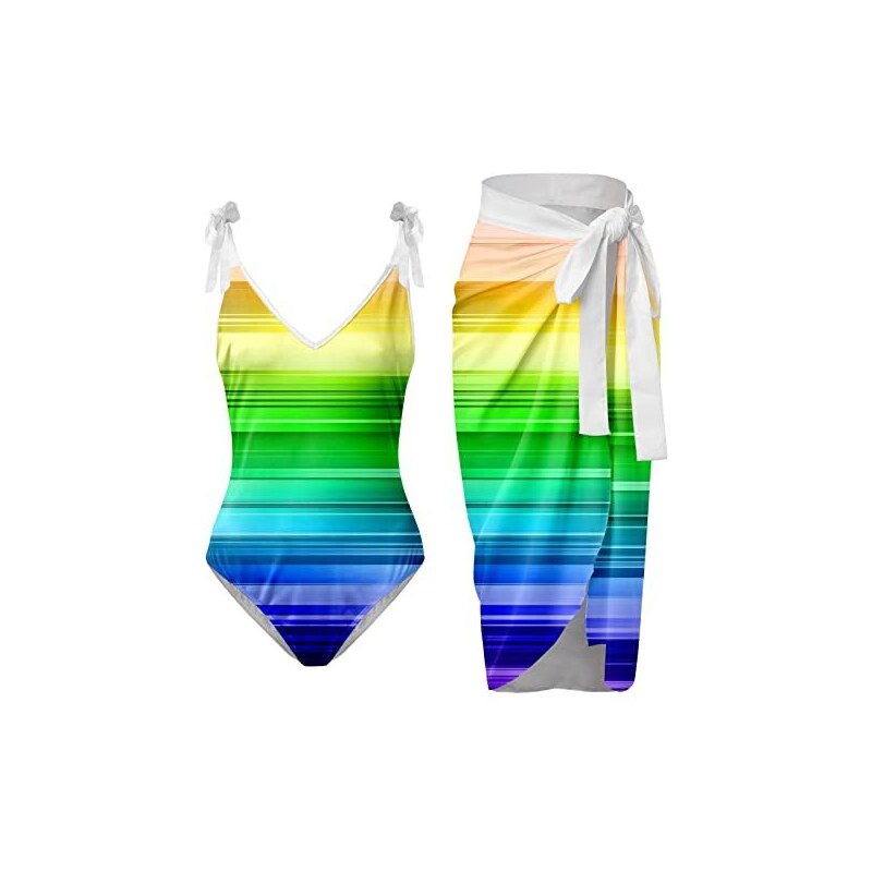 Ecupper Costume Da Bagno Lungo Donna Con Gonna E Leggings Capri - Vita Alta, Protezione UV