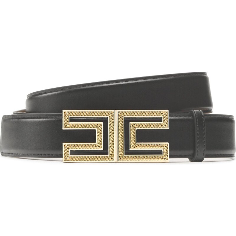 Elisabetta Franchi cintura in pelle con logo h2,5 nero oroElisabetta Franchi cintura main image 1