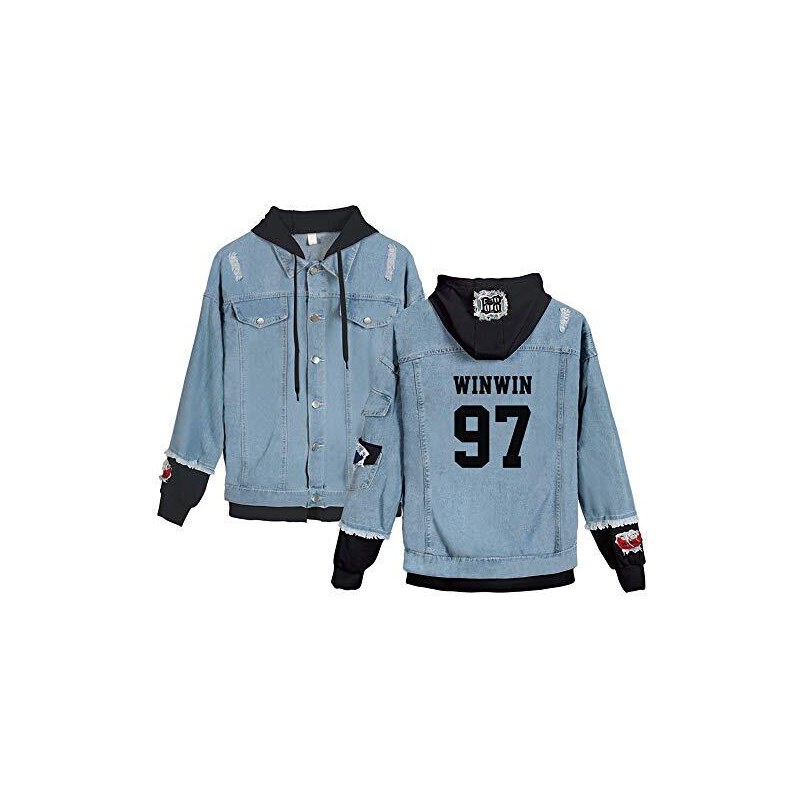 NCTCITY KPOP Twice Jeansjacke | Denim Kapuzenjacke Mit Ripped Design