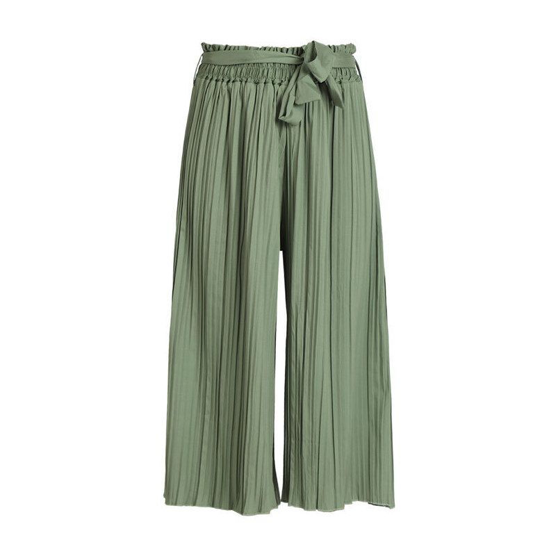 Airisa Pantaloni Leggeri Donna Plissettati Casual Verde Taglia L/xl