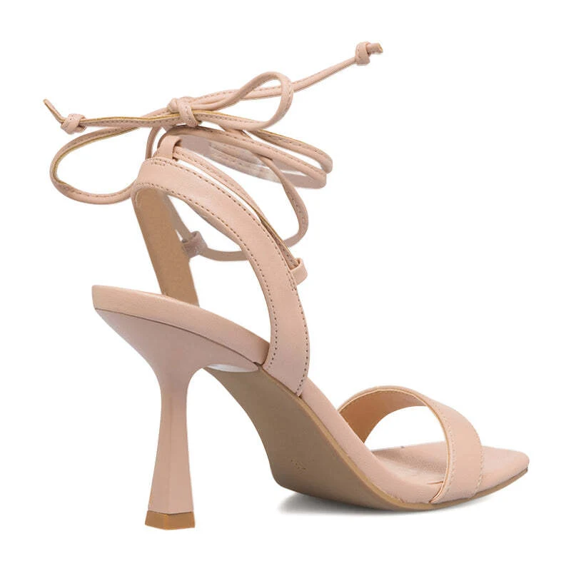 Sandali alla schiava color nude da donna con tacco cm e laccetti