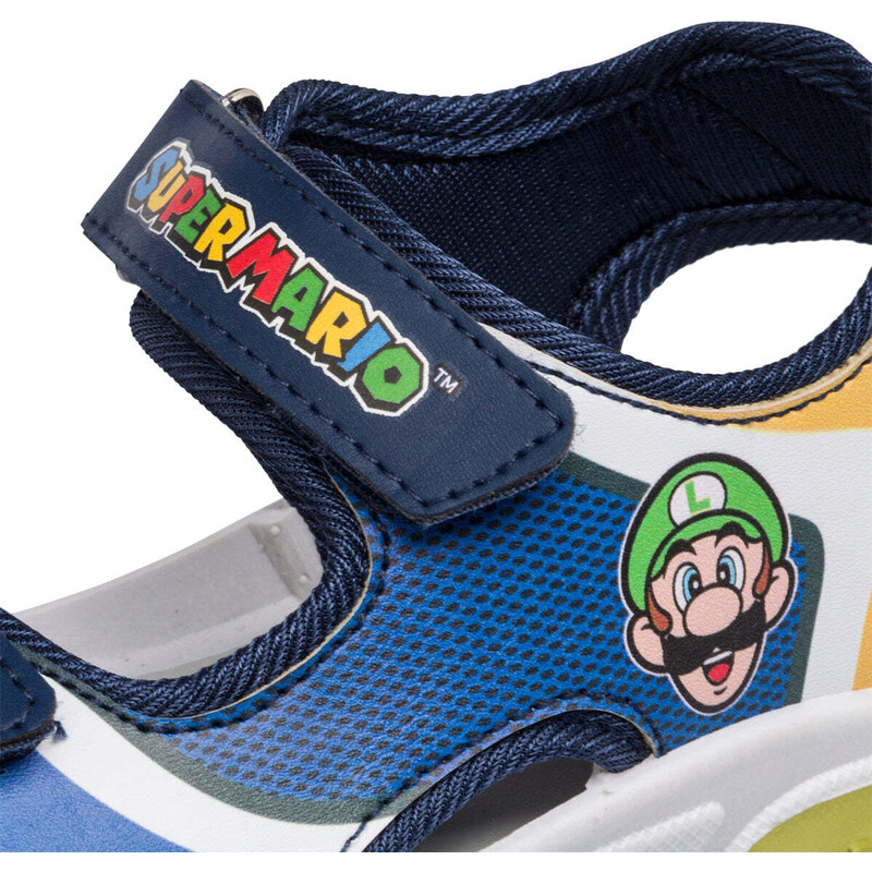 Sandali blu da bambino con logo Super Mario