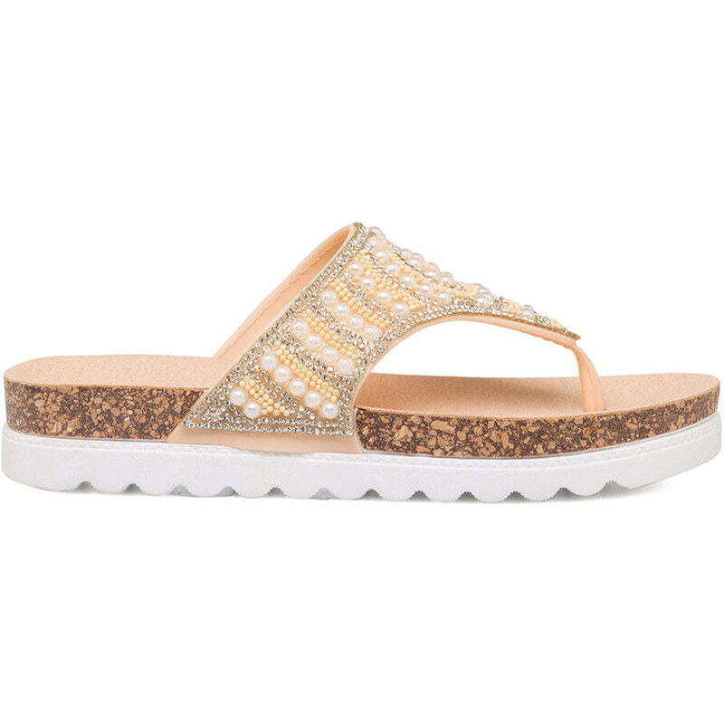 Ciabatte Infradito Oro Da Donna Con Strass E Perline Lora Ferres On The Beach 118477102