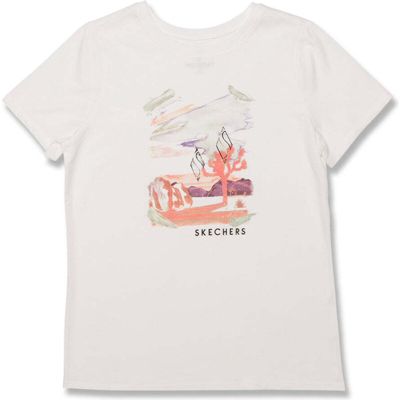 T-shirt bianca da donna con stampa Skechers Airbrush Tee