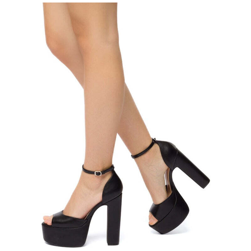 Sandali peep-toe neri da donna con tacco 14 cm e plateau Swish Jeans ...