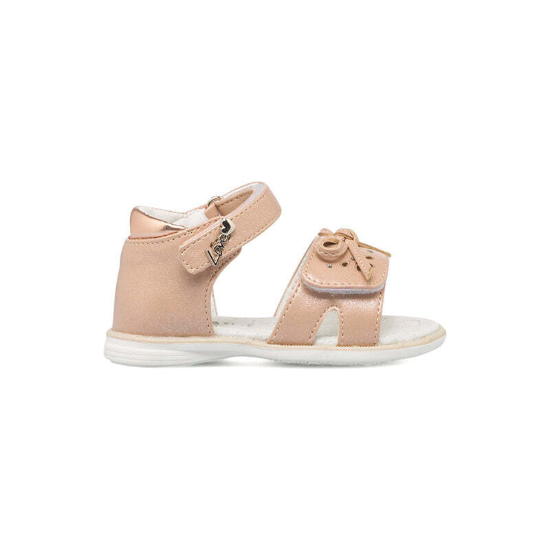 Sandali primi passi oro rosa da bambina con glitter sul tallone Le scarpe di Alice
