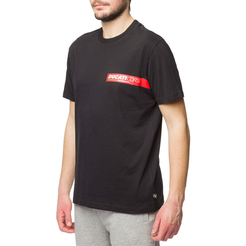 T-shirt nera da uomo con logo sul petto Ducati Corse T-Side