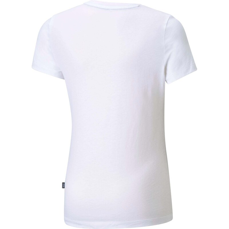T-shirt bianca da bambina con logo sul petto Puma Essentials Youth