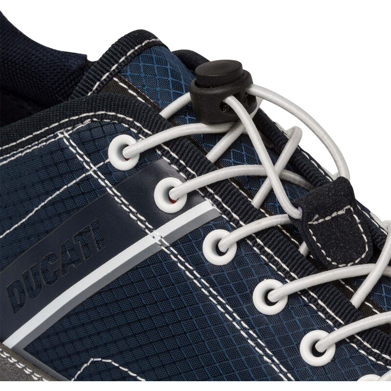 Sneakers blu in tessuto da uomo con logo laterale Ducati