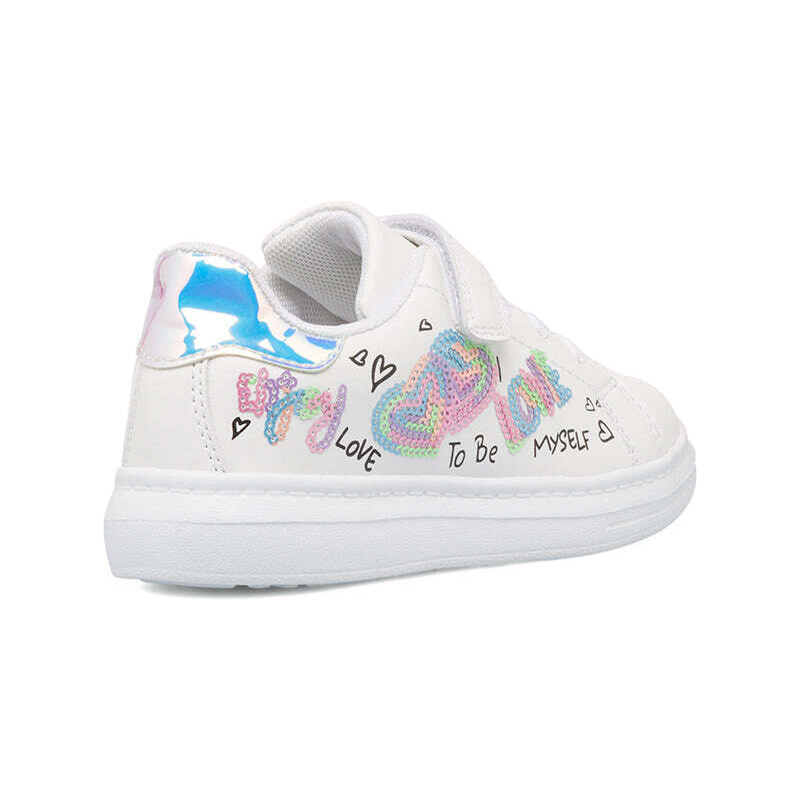 Sneakers bianche da bambina con glitter arcobaleno Le scarpe di Alice