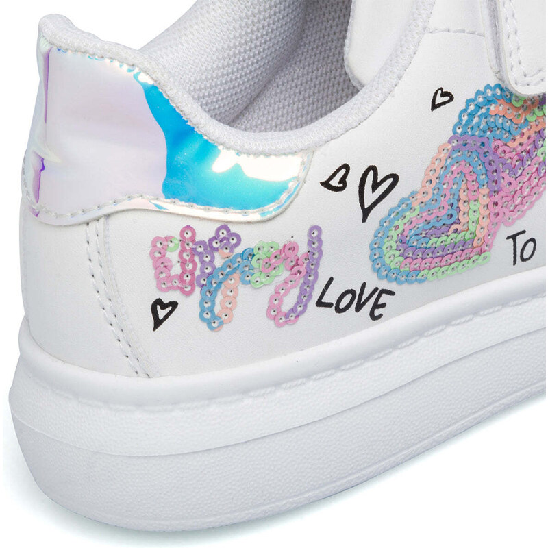 Sneakers bianche da bambina con glitter arcobaleno Le scarpe di Alice