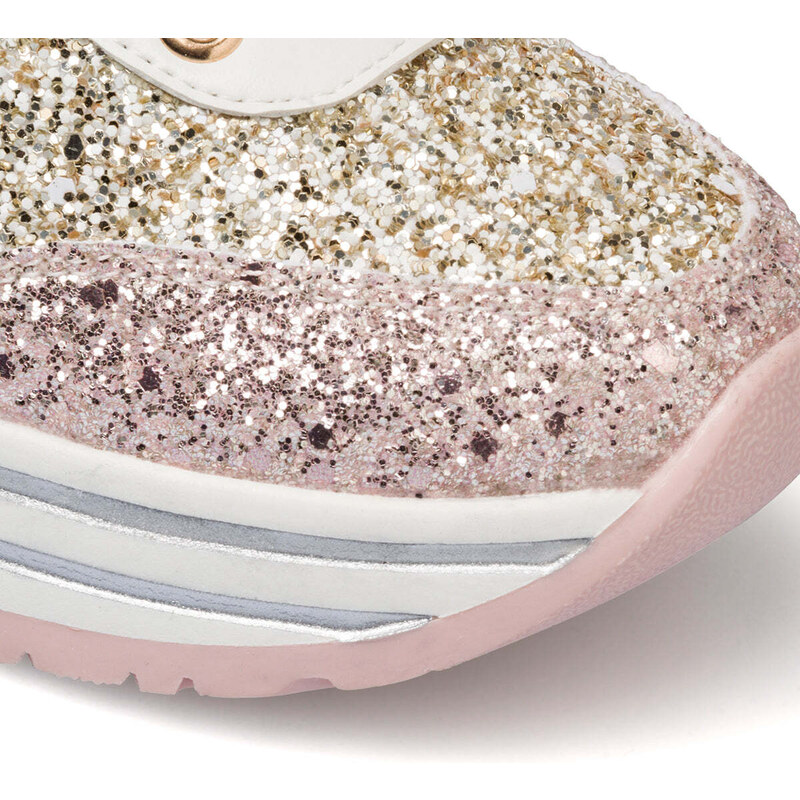 Sneakers glitterate rosa e oro da bambina 10 Baci