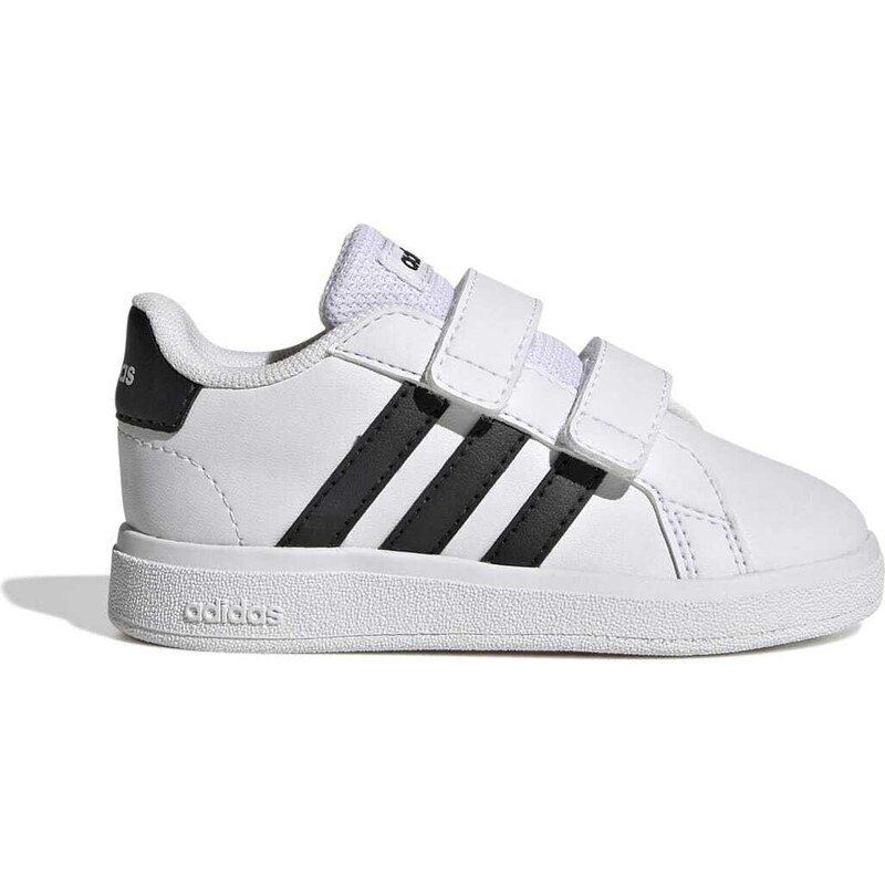 Sneakers primi passi bianche da bambino con strisce a contrasto adidas Grand Court 2.0 Cf