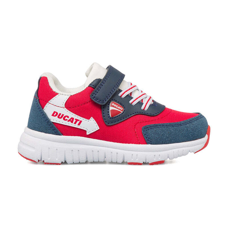 Sneakers rosse e blu da bambino con logo laterale Ducati