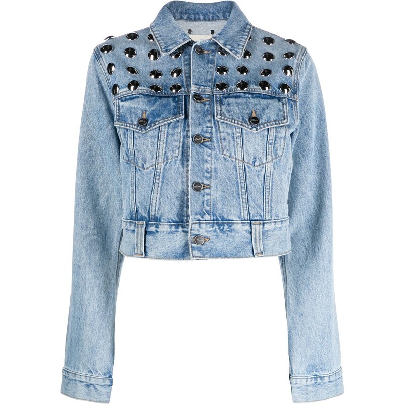 Giacca Denim Borchiata Desigual Benita | Trucker Con Effetto Slavato E Borchie Multicolore