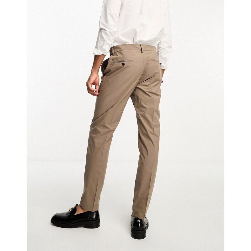 Selected Homme - Pantaloni da abito slim marrone chiaro