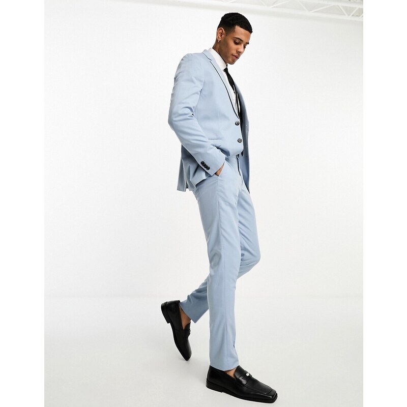 Jack & Jones Premium - Pantaloni da abito slim azzurri-Blu