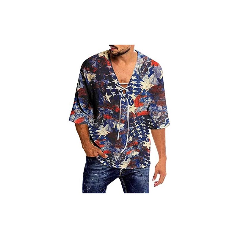 Camicia Natalizia Uomo Manica Lunga 3D - Motivi Babbo Natale, Alberi E Renne, Per Feste E Regali