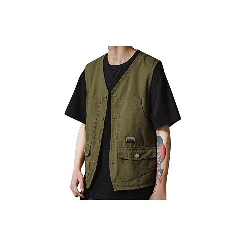 Gilet Cargo Kaki Pour Homme – Idéal Safari, Photo, Chasse Et Pêche – Taille XL