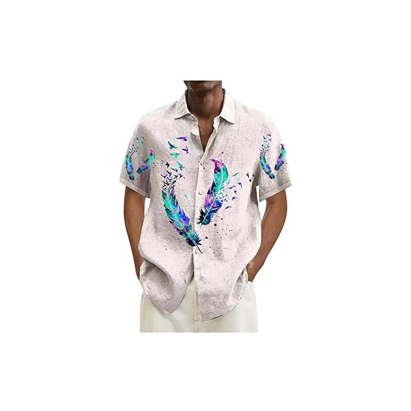 Camicia Hawaiana Uomo Stampa 3D - Maniche Corte, Morbida, Vestibilità Aderente, Colore Nero Taglia L
