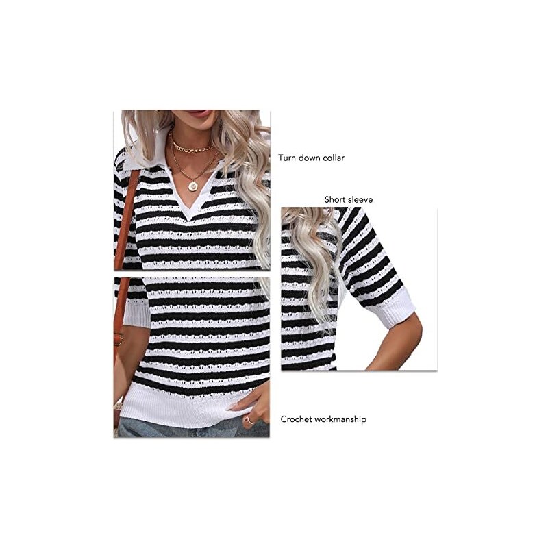 GRECERELLE Camicetta estiva da donna con scollo rotondo e maniche ad aletta, stile casual, bianco, S