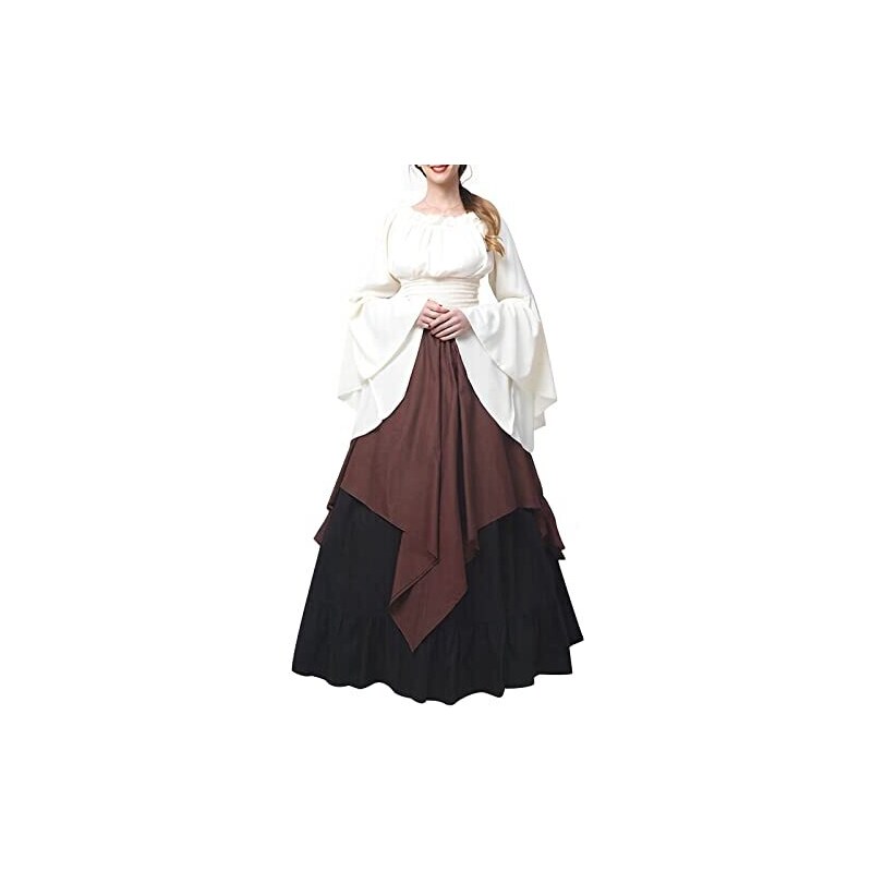 Mymyguoe Abito medievale da donna, stile gotico, rococò, barocco, maniche a tromba, con fiocco, lunghezza al ginocchio, stile vintage, da cocktail, da ballo, da principessa, da festa, Colore: rosso