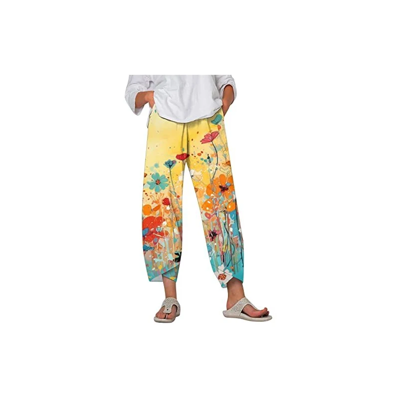 Pantaloni da pigiama da donna, in cotone, per il tempo libero, per il tempo libero, con tasche e coulisse, 2 rosso., XXXL