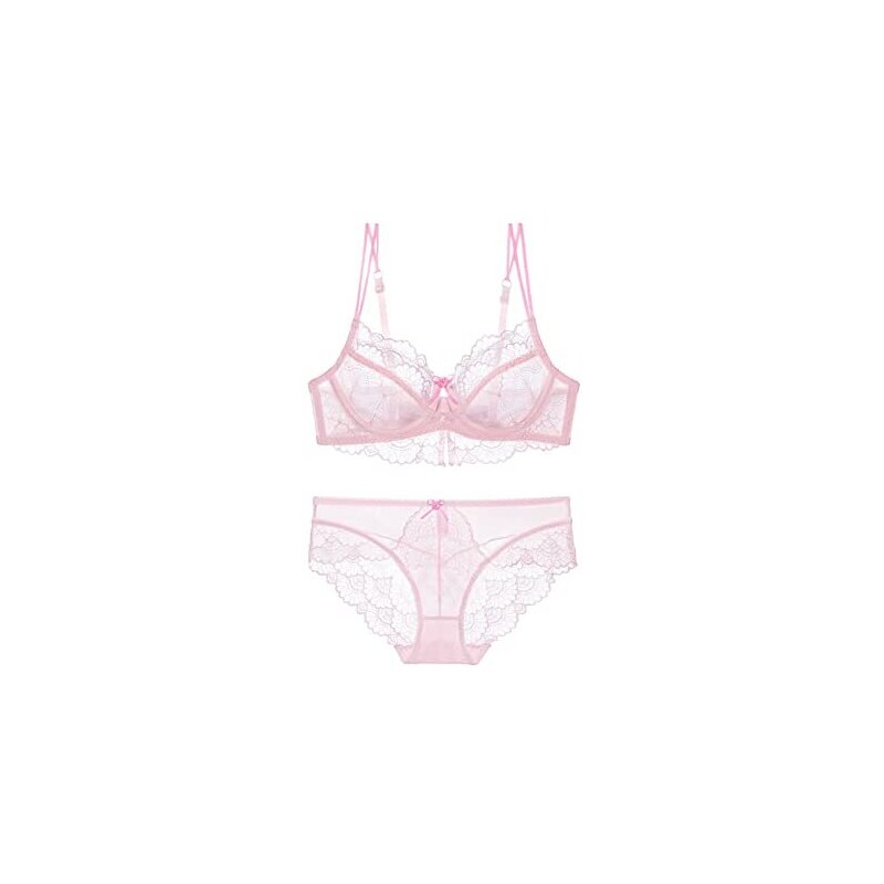 SnowFox - Reggiseno E Mutandine In Pizzo Per Donna - Set Intimo Morbido, Colore Blu, Taglia 1A (32-38 Coppe A/B/C)