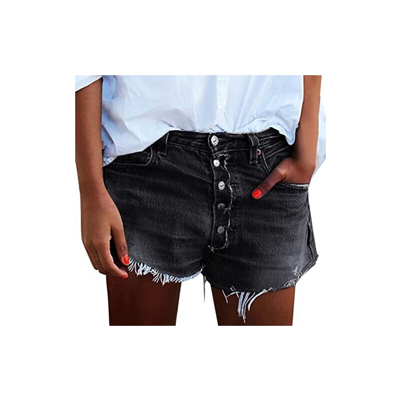 FEOYA Pantaloncini Premaman In Denim – Vita Alta Elasticizzata, Taglie S-4XL