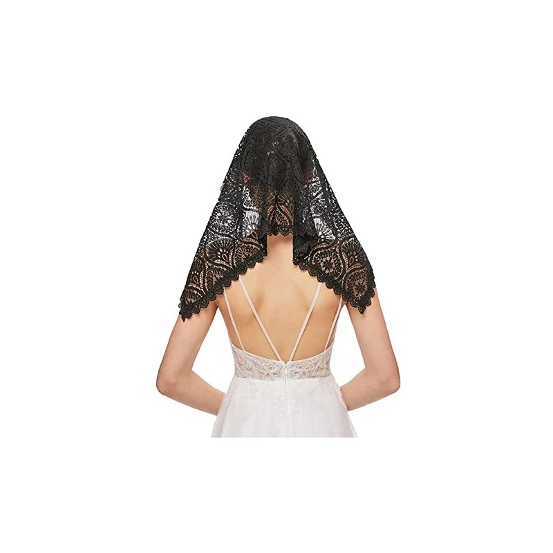 VIVICOLOR Mantiglia di Velo di Pizzo Nero Sciarpa di Velo di Pizzo