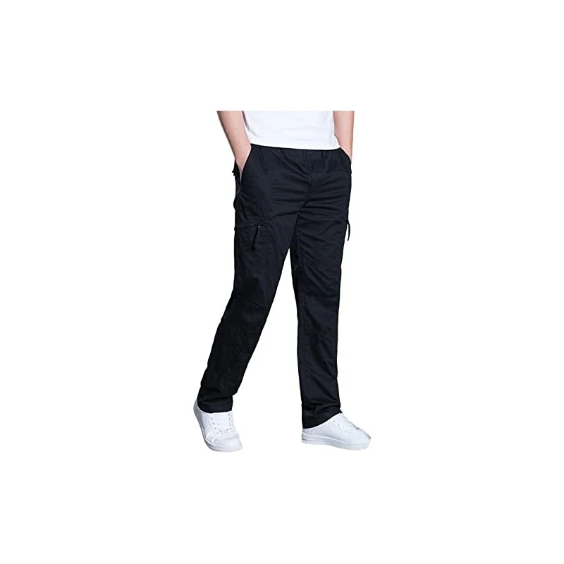 Nuofengkudu Dritto Pantaloni Cargo Donna 4 Tasche Elastico Vita Alta Legati Alle Caviglie Larghi Sportivi Lavoro Pantalone Lunghi Vintage Utility Y2K Moda Casual Streetwear Hiking Pantalon Nero S - Foto 2