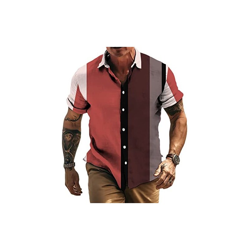 Hawaiihemdshop Camicia Hawaiana | Uomo | Vintage | 100% Cotone | S - 8XL | Manica Corta | Tasca Frontale | Palme | Aloha | Hawaii | Palma | Arancione | Hawaiiana