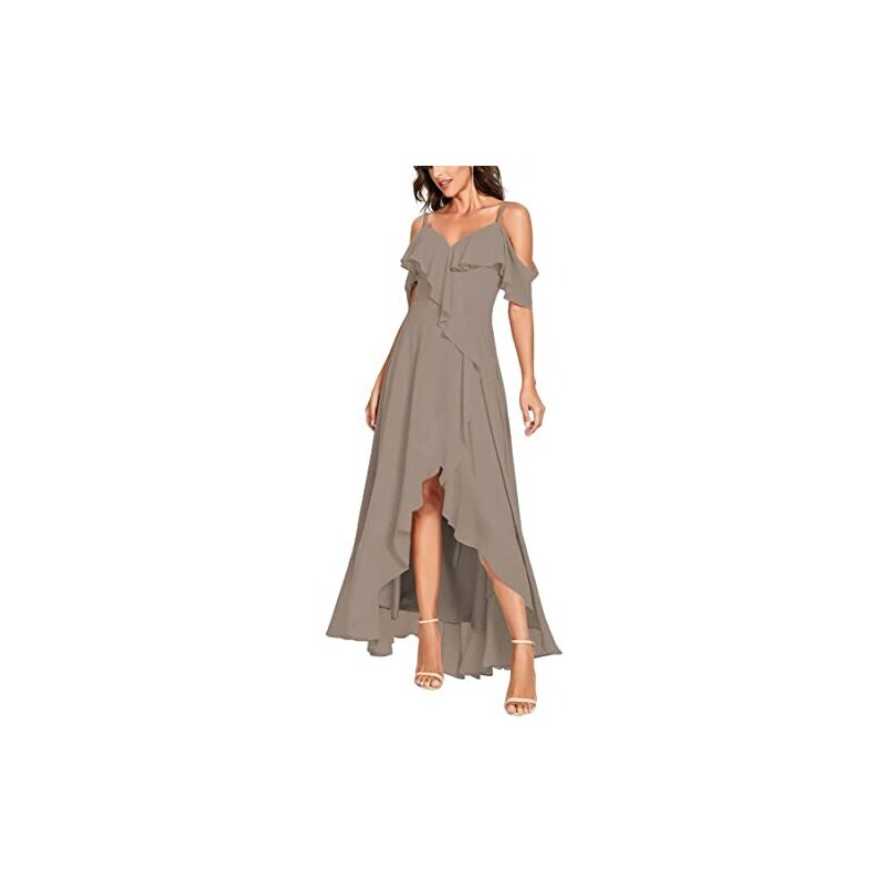 Abito Da Damigella Chiffon Con Scollo A V E Maniche A Mantello, Lungo Fino A Terra, Colore Giallo, Taglia 50, Personalizzabile - 6