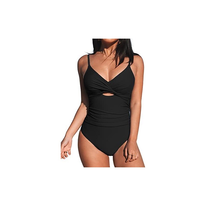 CUPSHE Costume Intero Da Donna Con Scollo A V Incrociato, Controllo Pancia, Spalline Regolabili E Coppe Imbottite – 80% Poliammide - 3