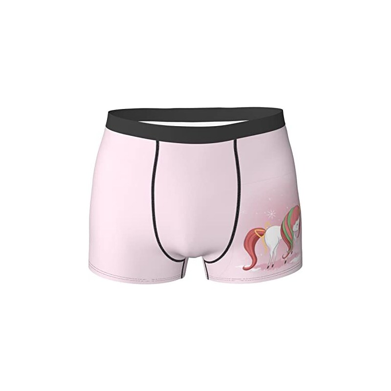 IUBBKI Slip Boxer Intimo Uomo Divertente Unicorno Cartone Animato, Foresta Invernale Coniglio Pupazzo di Neve Bianco e Nero, novità Regalo Elegante per Uomo