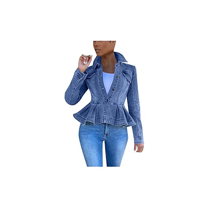 Giacca In Denim Donna Nina Carter - Giacca Jeans Elasticizzata, Tascata | Casual, Mezze Stagioni