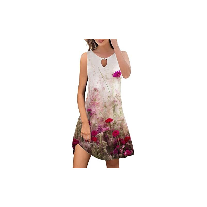 Floerns Abito Estivo Da Donna In Pizzo Floreale – Senza Maniche, Scollo Americano, Vita Elasticizzata, Mini Taglie XS-L, Per Serate E Appuntamenti