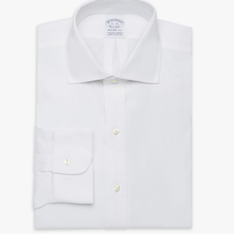 Brooks Brothers Camicia Regular Fit Non-Iron in cotone stretch con collo Ainsley - male Camicie eleganti Bianco 14H