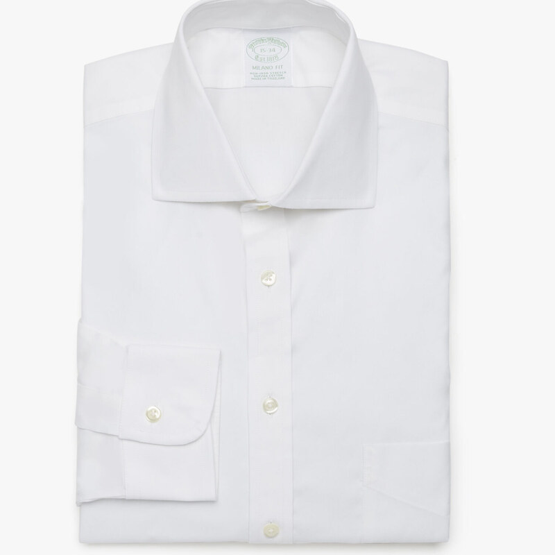 Brooks Brothers Camicia Bianca Slim Fit Non-Iron in cotone stretch con collo semi francese - male Camicie eleganti Bianco 18
